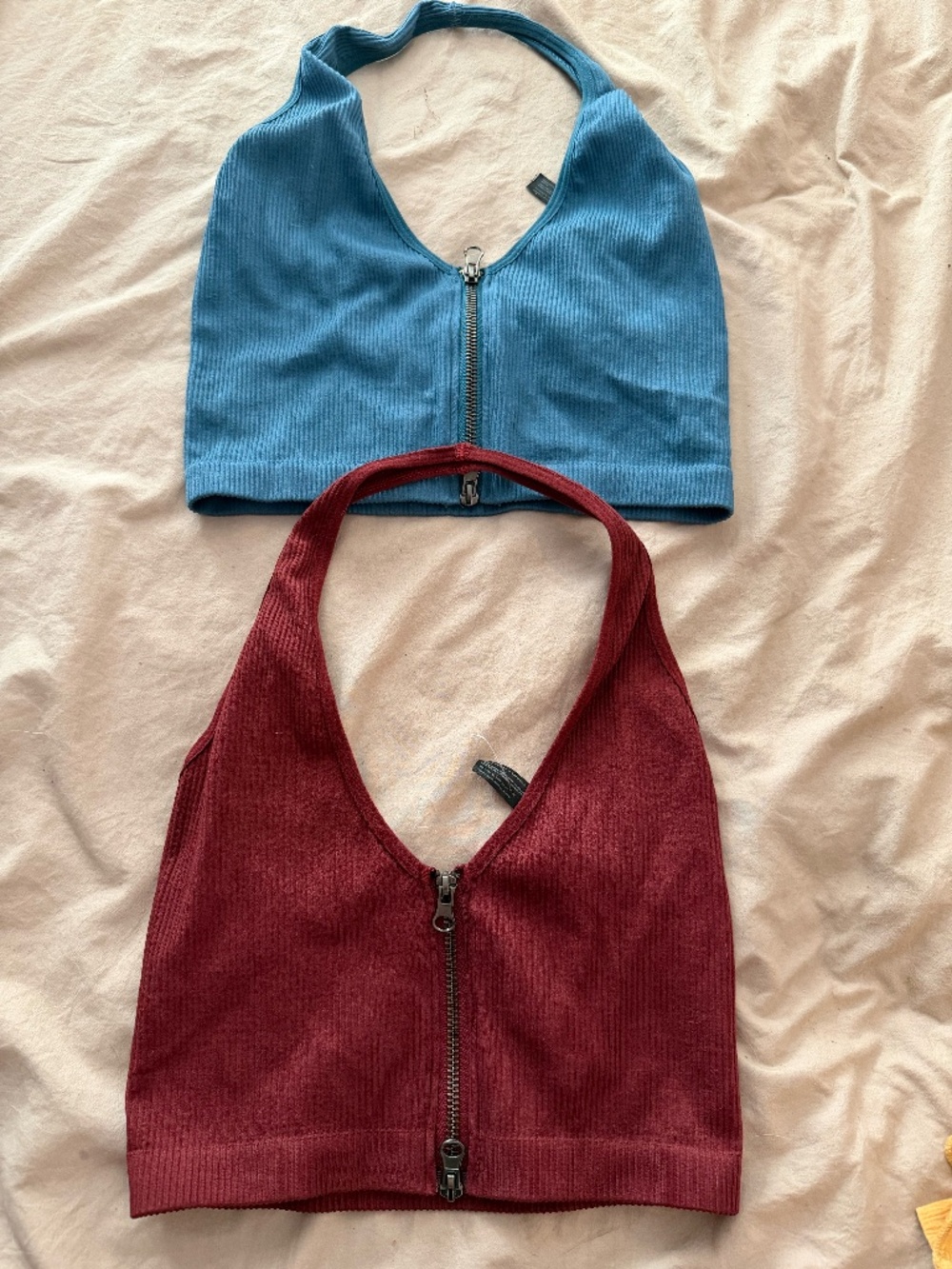 Two zip up front urban outfitters crop tops